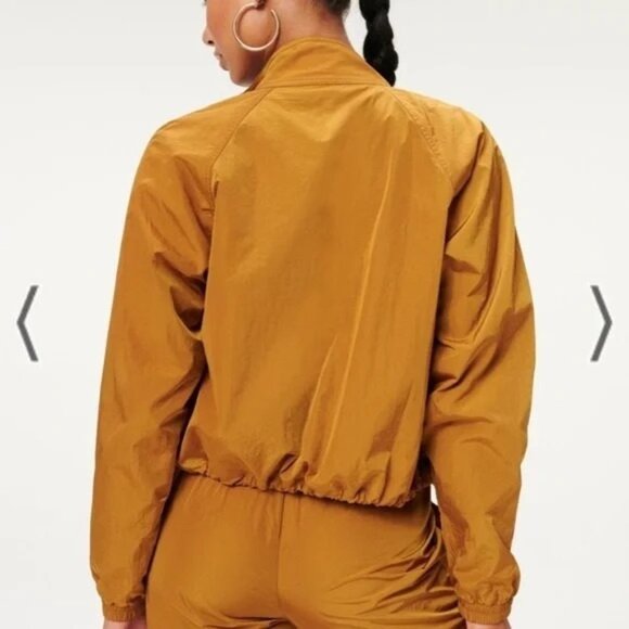 GOOD AMERICAN Essentials Shine Track Jacket Sz 3 Large Bronze - Picture 3 of 10